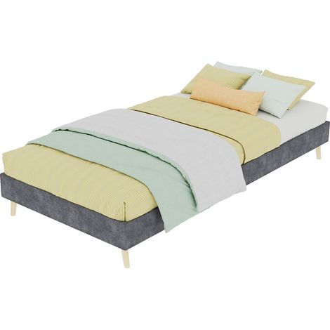 Struttura letto 90x200 cm grigia in velluto e metallo, stile moderno - CHICFURN (1/5)