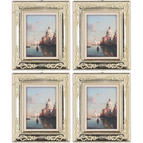 Lot 4 cadres photo miniature 1:12, peinture à l'huile haute simulation, décoration murale pour maison de poupée, type 2 (1/5)