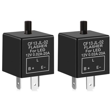 FENOPLASTICA2pièces 12V 3Broches Relais Clignotant Réglable pour Les Clignotants de LED CF-13KT, Voiture Moto Relais électronique de Clignotant 0.1W-150W (1/5)