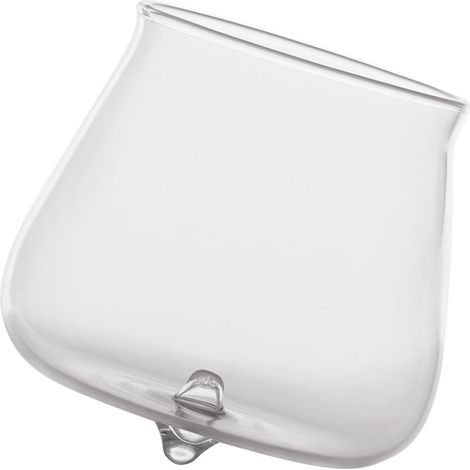 Pirolo Set 6 Bicchieri Tumbler Junior in Vetro Borosilicato Trasparente - Design a Trottola Rotante con Supporto Obliquo per Tavola Moderna e Chic