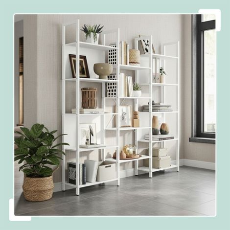 Industrial Bookshelf, 14-Tier Storage Shelves (1/5)