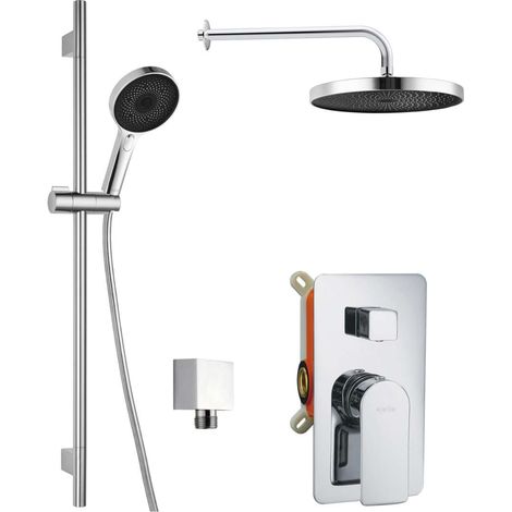 kielle Vega - Duschset mit Unterputzarmatur, für 2 Verbraucher, mit Zubehör und Einbaukörper, verchromt 20618SP20