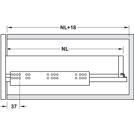 Paire de coulisses sous tiroir de longueur 550 mm avec amortisseur et 2 attaches HÄFELE 433.03.656 (1/3)