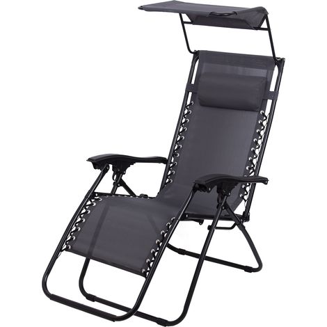 Todeco Liegestuhl klappbar mit Sonnenschutz, Sonnenstuhl mit abziehbare Kissen, Max Belastbarkeit 100kg, Strandliegestuhl leicht, Grau (1/5)