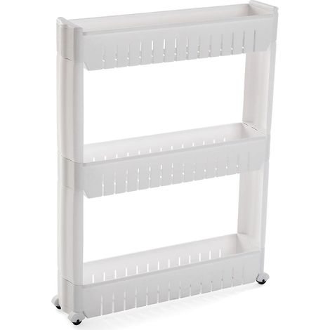 Carrello Slim Salvaspazio in Plastica Bianco per Bagno - Organizer per la Casa (1/4)