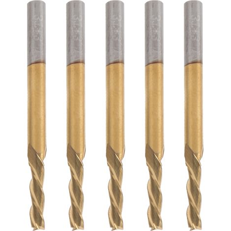 Hartmetall-Fräserset mit 3 Schneiden, 5 Flachfräsern, 3,175 mm Schaftdurchmesser, 40 mm Länge, 2,5 x 10 mm Schnittdurchmesser, für präzises Fräsen und Bearbeiten (1/5)