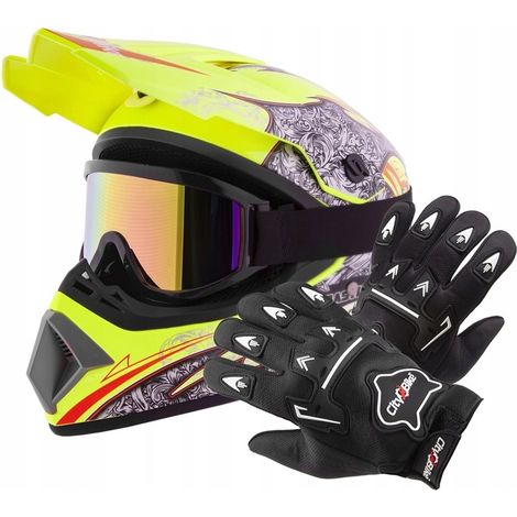 Casque, lunettes et gants de cross pour quad, enduro, VTT, BMX, pitbike, taille XS (1/5)