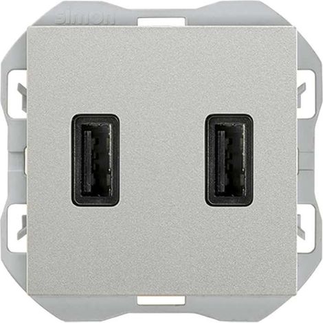 SIMON 270 Caricatore USB doppio A + A 3.1A Smartcharge alluminio 20000196-093