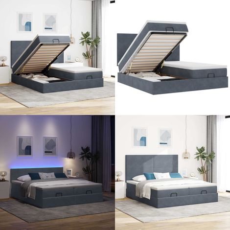Struttura Letto Pouf con Materassi 180x200 cm Velluto - Materasso a molle insacchettate - Letto con stoccaggio
