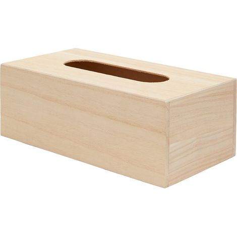 Boîte à Mouchoirs avec Fond, Bois, Beige, 23 x 12 x 8.5 cm (1/3)