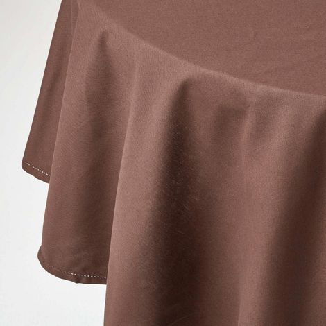 HOMESCAPES Nappe Ronde Chocolat 100% coton - ø180 cm (1/5)