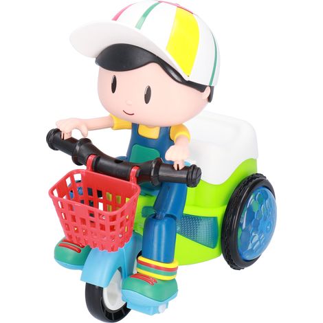 Tricycle électrique acrobatique pour enfant, véhicule rotatif à 360° avec effets lumineux et sonores (vert) - Tricycle pour petit garçon (1/5)