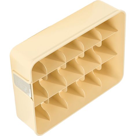 Organisateur de chaussettes et sous-vêtements en plastique à 15 compartiments, boîte de rangement pour tiroir de placard, avec attaches décoratives jaunes. (1/5)
