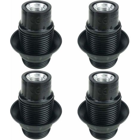 Noir Support D'ampoule E14, 4 Pièces Douille E14, Ampoule à Douille E14, Douille D'ampoule Solide, Adaptateur Noir Socket (1/4)