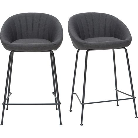 Set di 2 sgabelli da bar design tessuto grigio scuro 65 cm SHERU
