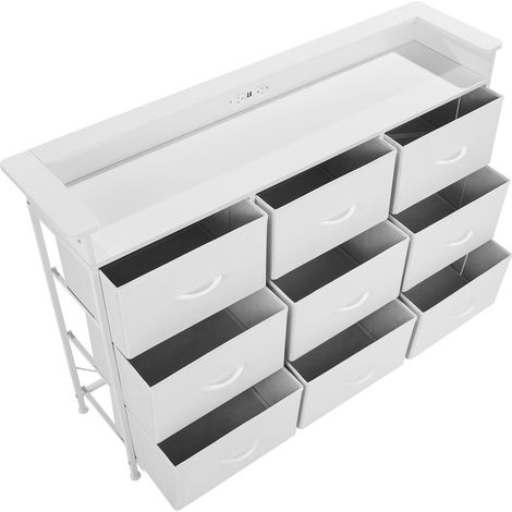 Mophorn 9-Zeichen-Kommode-Hochgewebe-Kommode mit robustem Metallrahmen, LED-Leuchten und eingebautem Outlet.
