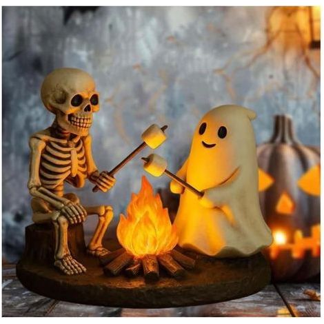 Skeleton and ghost night light, Halloween nightlight, Halloween decor, non-nursery nightlight. (1/5)