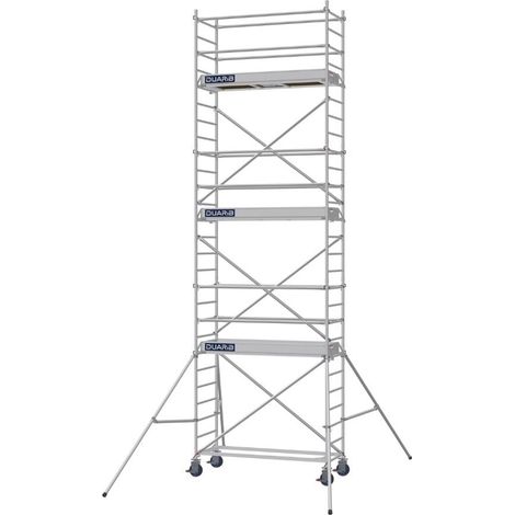 DUARIB - Échafaudage roulant aluminium Docker – Version lisses – Largeur 85 cm – Hauteur max 11,90 m – Longueur 2,05 / 2,54 / 2,95 m - Hauteur de plateau 5,9 m - L 2,05 x l 0,85 m (1/2)