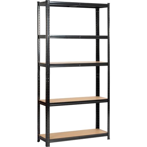 AKORD Scaffale garage in metallo acciao nero 5 ripiani in colore legno per carichi fino a 875kg 90x30x180 cm (1/5)