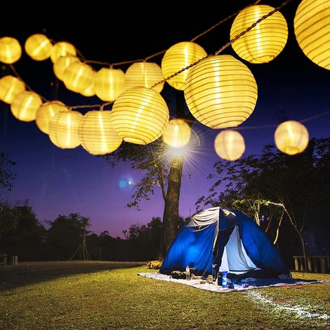 MINKUROW Solar-Lichterkette, 6,5 m, 30 LEDs, Outdoor-Lichterkette, wasserdichte Laternen, dekorative Laternen für Garten, Terrasse, Balkon, Hochzeit, Party, Terrasse, Weihnachten, drinnen, warmweiß (1/5)