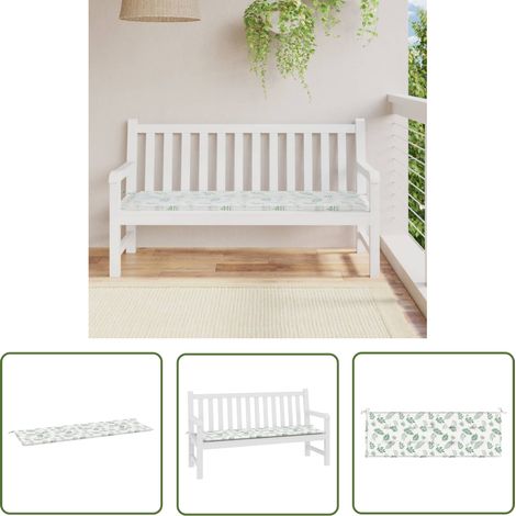 Coussin de banc de jardin Coussin de Siège Coussin pour Intérieur ou Extérieur motif de feuilles 150x50x3 cm BTEB93125 MaisonChic