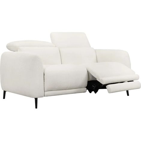 Canapé relax motorisé 2 pl en tissu chiné écru – JUNE (1/5)