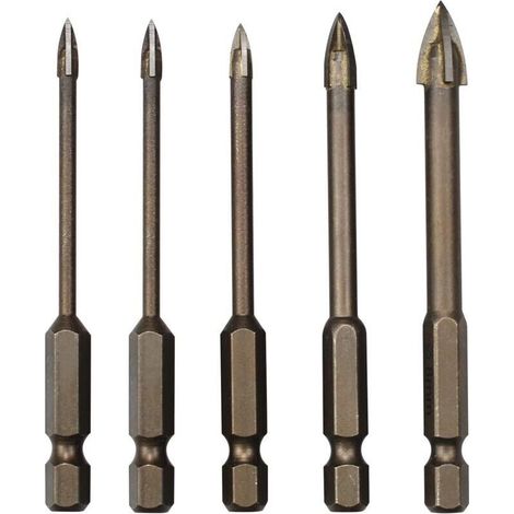 Lot de 5 Triangle Foret Set, Forets pour Carrelage en Carbur, Outil de Forage Universel Efficace pour Verre, Carrelage, Béton, Marbre et Céramique(3/4/5/6/8mm)
