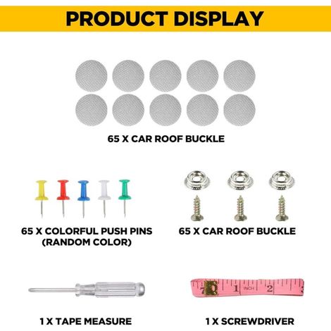 65PCS Kit de Rivets de Réparation de Voiture,rivets de réparation pour ciel de toit de voiture,Boucle Fixe de Toit de Voiture pour Rivets Automatiques de Toit Voiture Fixe Décoration(Gris) (1/4)