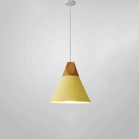 Suspension E27, plafonnier minimaliste, abat-jour en métal jaune, 23 cm, pour îlot de cuisine ou salle à manger