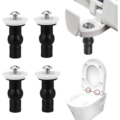 Lntyq Abattant WC de Toilettes à Charnière Fixations, Ensemble de Fixation Universel 4 Pièces pour Couvercle de Toilette, Vis en Acier Inoxydable pour Sièges de Toilette