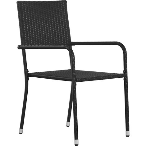 Maison Exclusive - Garten-Essstühle 6 Stk. Stapelbar Schwarz Poly (1/5)