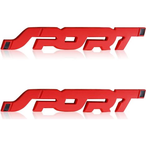 Sport-Emblem-Aufkleber – 2 Stück – Metall – Kotflügel- und Heckklappendekoration – Universalfahrzeug – 140 x 20 mm, Rot (1/5)