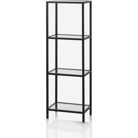 Raumsparendes Regal aus Metall und gehärtetem Glas Ken - Schwarz