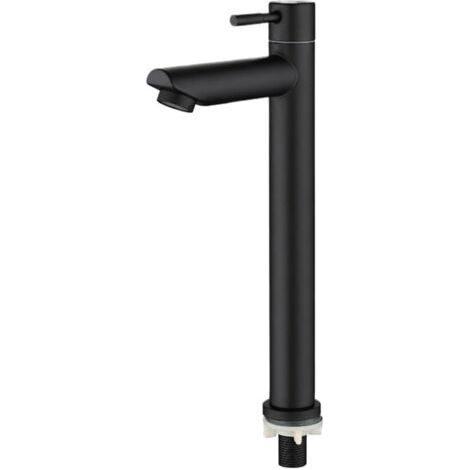 TAISHENGDA-Mitigeur de salle de bain noir à bec haut, robinet d'eau froide en acier inoxydable, levier unique avec tuyau flexible, adapté aux éviers et lavabos. (1/5)