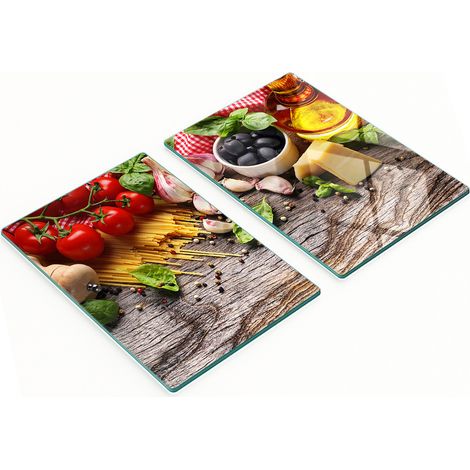 Küchenschneidebretter aus Glas mit Grafiken italienischer Gerichte, 2 x 40 x 52 cm (1/5)