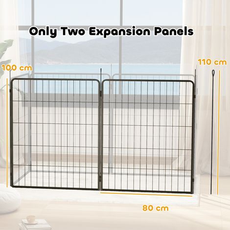 Lot deux panneaux d’extension noir métal pour enclos canin 80x100cm, accessoire complémentaire pour agrandir parc chiens toutes tailles (1/5)