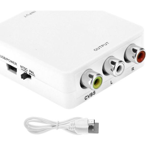 Mini convertisseur HDMI vers AV boîtier vidéo RCA AV CVSB L/R 1080P adaptateur HDMI2AV HDTV blanc (1/4)
