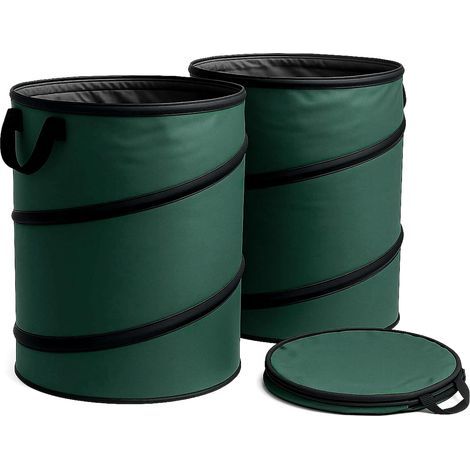 3x Sac à feuilles rond 100 l vert pop-up pliable 600D-Oxford-polyester collecte des déchets sac à gazon robuste déchets de jardin (1/5)