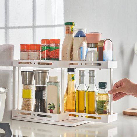 Organisateur De Rangement Pivotant - 2 Niveaux - Pour Evier Réfrigérateur Armoire Salle De Bain - 29,5 x 20 x 16 cm - Plastique - 1 Pièce (1/5)
