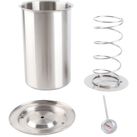 Edelstahl-Schinkenpresse für gesunde, hausgemachte Wurstwaren, Speckform, geeignet für Töpfe, Pfannen und Herdplatten, mit integriertem Thermometer