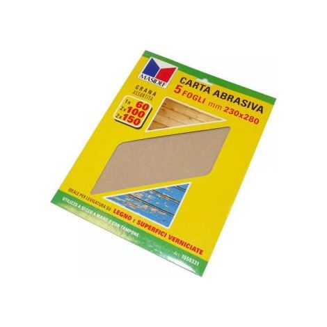 Fogli carta abrasiva per legno e superfici verniciate 5 pz.
