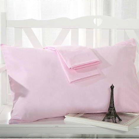 Lot de 2 taies d'oreiller neuves, confortables et douces, 100 % coton égyptien, taille Queen, couleur rose. (1/4)
