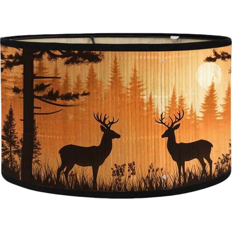 Abat jour pour lampe de table décoration d intérieur double cerf 30 x 30 x 20 cm (1/4)