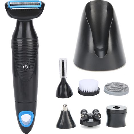 Épilateur électrique 6 en 1 USB pour sourcils et nez, brosse nettoyante pour le visage (noir) (1/5)