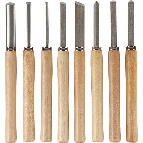 Yongqing – Coffret de 8 gouges à bois HSS – Manche en bois dur de 24 cm – Outils de tournage pour bois dur et teck – Précision et durabilité