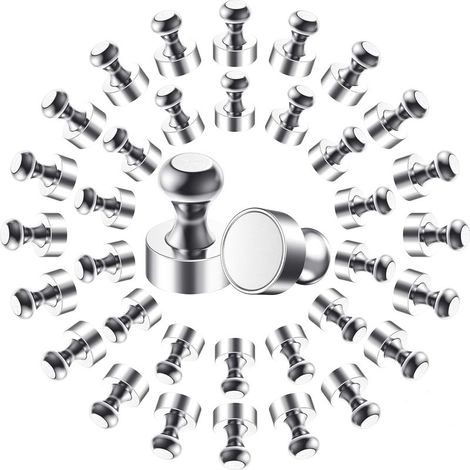 Lot de 36 aimants puissants en métal (12 x 16 mm) – Aimants en acier inoxydable – Aimants pour réfrigérateur, tableau d'affichage, etc. – Boîte de rangement incluse (1/4)