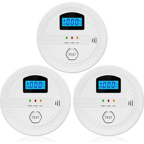 2-in-1 Smoke and Carbon Monoxide Detector - 3 Pack with LCD Display, Smart Audible and Visual Alarm, Low Battery Warning for Home, Office, Garage (1/4)