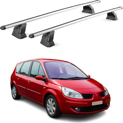 OMAC Barres de toit transversales en aluminium pour Renault Grand Scenic 2003-2009 – TÜV / DIN 75302:2019 – Antivol inclus – Charge max 75 kg – 2 barres – Gris (1/4)