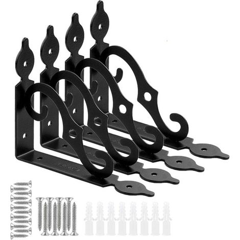 soportes decorativos de 5 pulgadas para estantes，Metal negro resistente (1/4)