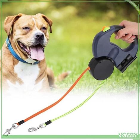 Laisse pour chien - V GEBY - Rétractable Double Tête - LED - 360° Rotatif - Nylon (1/4)